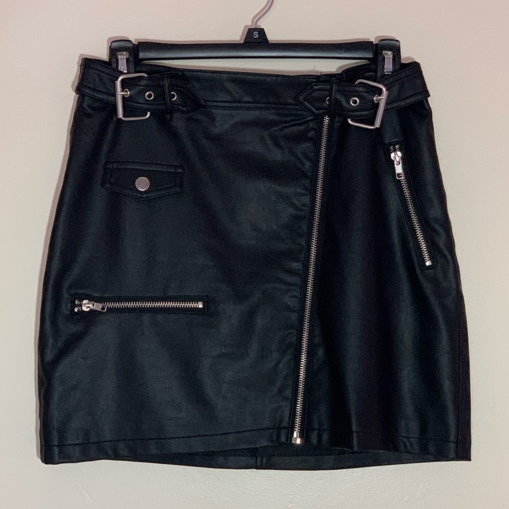 Pleather Mini Skirt with Silver Details